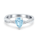 Pear Teardrop Natural Stone Infinity Shank Ring