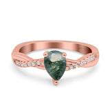 Pear Teardrop Natural Stone Infinity Shank Ring