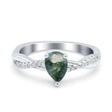 Pear Teardrop Natural Stone Infinity Shank Ring