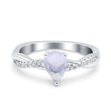 Pear Teardrop Natural Moonstone Infinity Twisted Ring 925 Sterling Silver