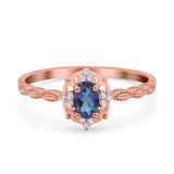 Floral Oval Natural Stone Wedding Ring