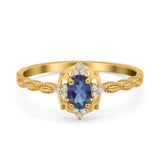 Floral Oval Natural Stone Wedding Ring