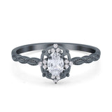 Floral Oval Natural Stone Wedding Ring