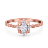 Floral Oval Natural Stone Wedding Ring