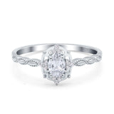 Floral Oval Natural Stone Wedding Ring
