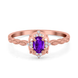 Floral Oval Natural Stone Wedding Ring