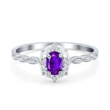 Floral Oval Natural Stone Wedding Ring