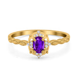Floral Oval Natural Stone Wedding Ring
