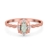 Floral Oval Natural Stone Wedding Ring