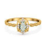 Floral Oval Natural Stone Wedding Ring