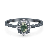 Floral Oval Natural Stone Wedding Ring