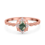 Floral Oval Natural Stone Wedding Ring