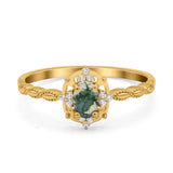 Floral Oval Natural Stone Wedding Ring