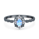 Floral Oval Natural Stone Wedding Ring