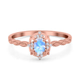 Floral Oval Natural Stone Wedding Ring
