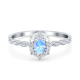 Floral Oval Natural Stone Wedding Ring