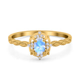 Floral Oval Natural Stone Wedding Ring