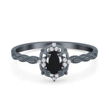 Floral Oval Natural Stone Wedding Ring