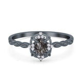 Floral Oval Natural Stone Wedding Ring