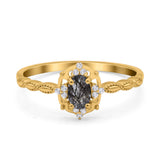 Floral Oval Natural Stone Wedding Ring