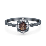 Floral Oval Natural Stone Wedding Ring