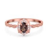 Floral Oval Natural Stone Wedding Ring