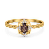 Floral Oval Natural Stone Wedding Ring
