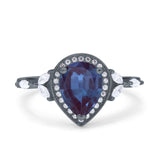 Pear Teardrop Natural Stone Leaf Style Ring