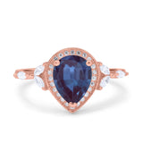 Pear Teardrop Natural Stone Leaf Style Ring