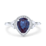 Pear Teardrop Natural Stone Leaf Style Ring