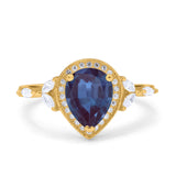 Pear Teardrop Natural Stone Leaf Style Ring