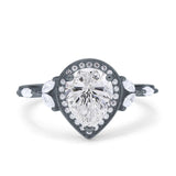 Pear Teardrop Natural Stone Leaf Style Ring