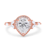 Pear Teardrop Natural Stone Leaf Style Ring