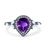 Pear Teardrop Natural Stone Leaf Style Ring