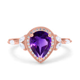 Pear Teardrop Natural Stone Leaf Style Ring