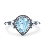 Pear Teardrop Natural Stone Leaf Style Ring