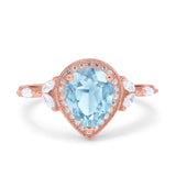 Pear Teardrop Natural Stone Leaf Style Ring