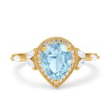 Pear Teardrop Natural Stone Leaf Style Ring