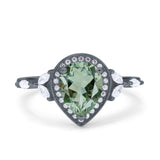 Pear Teardrop Natural Stone Leaf Style Ring