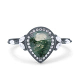Pear Teardrop Natural Stone Leaf Style Ring