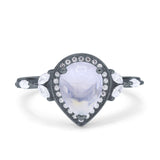 Pear Teardrop Natural Stone Leaf Style Ring