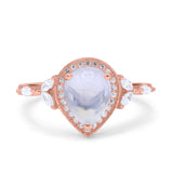 Pear Teardrop Natural Stone Leaf Style Ring