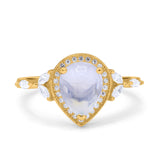 Pear Teardrop Natural Stone Leaf Style Ring