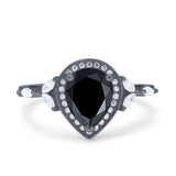 Pear Teardrop Natural Stone Leaf Style Ring