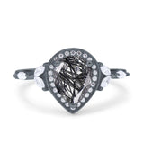 Pear Teardrop Natural Stone Leaf Style Ring