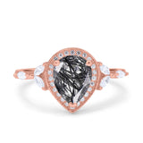 Pear Teardrop Natural Stone Leaf Style Ring