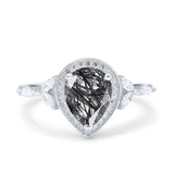 Pear Teardrop Natural Stone Leaf Style Ring