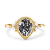 Pear Teardrop Natural Stone Leaf Style Ring