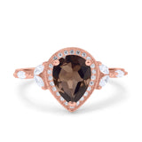 Pear Teardrop Natural Stone Leaf Style Ring