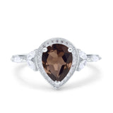 Pear Teardrop Natural Stone Leaf Style Ring